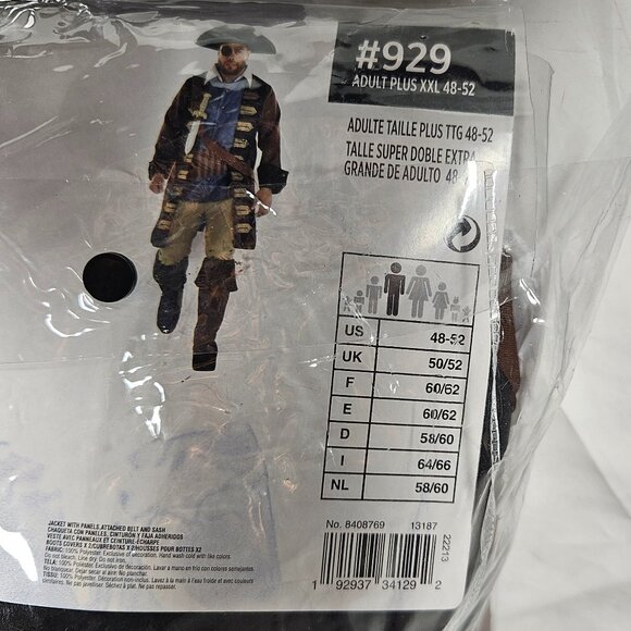 Shipwrecked Pirate Costume Men's Size XXL 48-52 Halloween Amscan - Picture 5 of 7